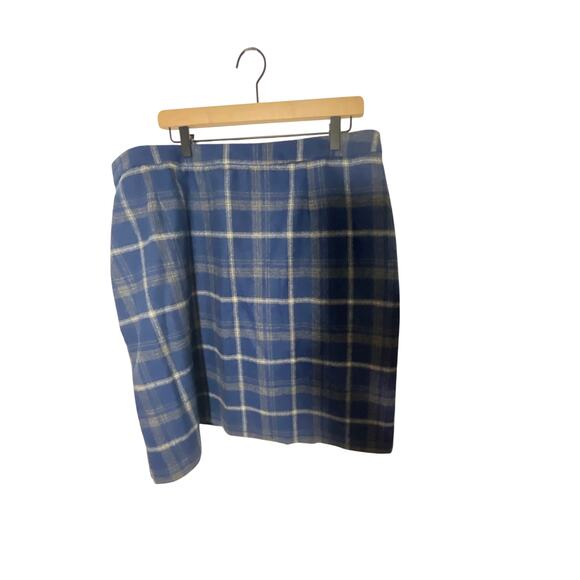 Jessica London SZ 20 Gossip Girl Academia Wool Skirt Windowpane Plaid Tartan - Picture 1 of 7